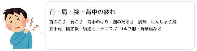 首・肩・腕・背中の疲れ